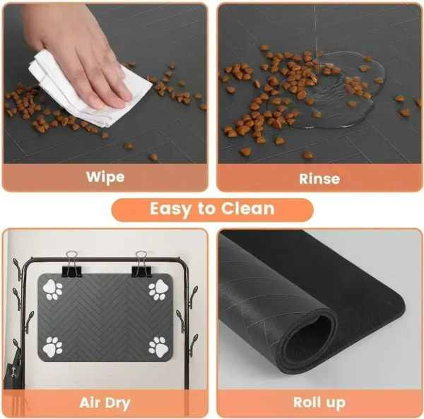 Pet Feeding Mat-Absorbent Pet Placemat for Food and Water Bowl - Image 4