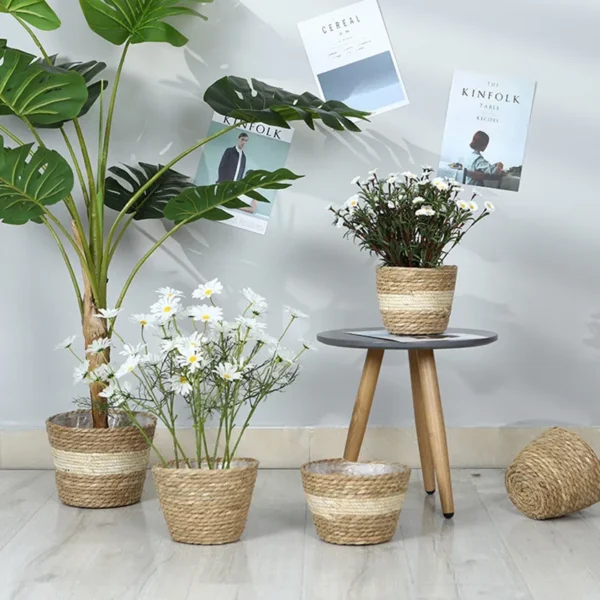 Straw Weaving Flower Plant Pot - Image 6