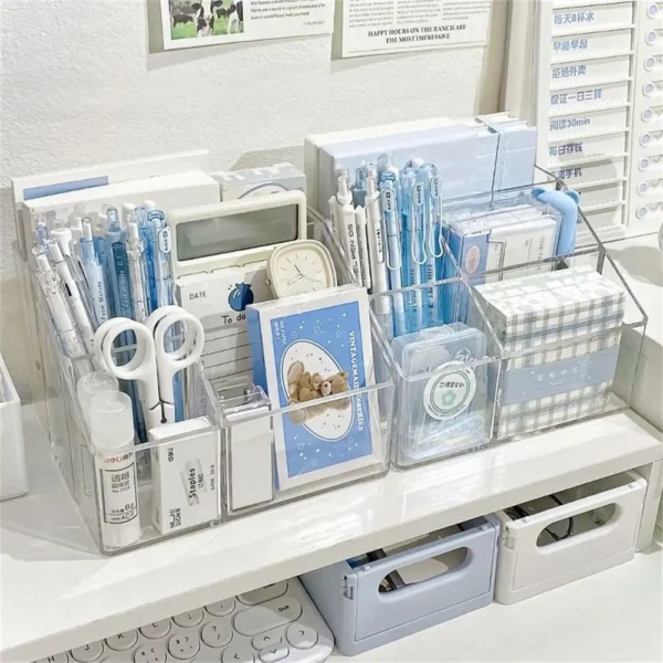 Transparent Desk Pen Holder Large Capacity
