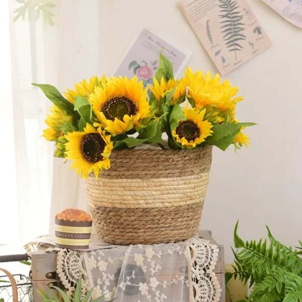Straw Weaving Flower Plant Pot - Image 2