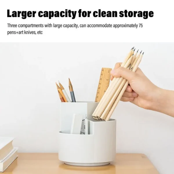 360 Rotating Large Capacity Rotating Pen Holder Desk Pencil Storage Box - Image 2