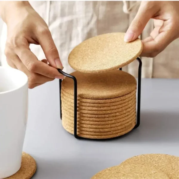 10Pcs Natural Round Wooden Coaster Slip Slice Cup Mat