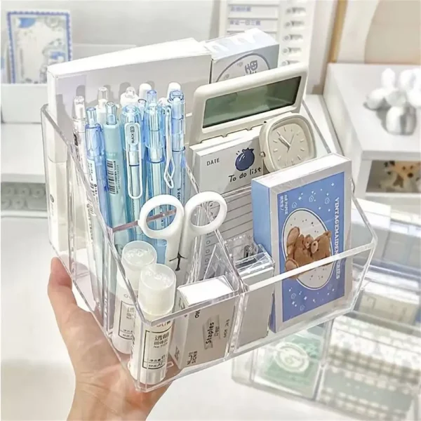 Transparent Desk Pen Holder Large Capacity - Image 2