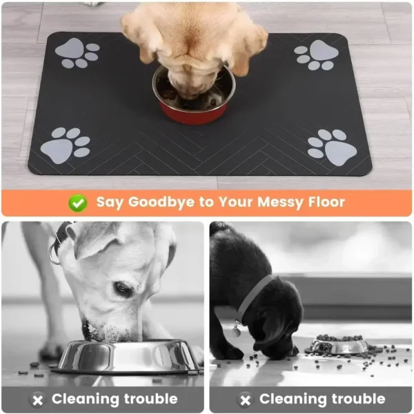 Pet Feeding Mat-Absorbent Pet Placemat for Food and Water Bowl - Image 3
